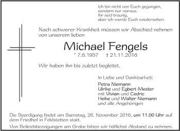 Anzeige von Michael Fengels von Schwäbische Zeitung