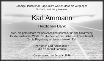 Anzeige von Karl Ammann von Schwäbische Zeitung