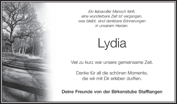 Traueranzeigen Von Lydia Schwaebische De Trauerportal