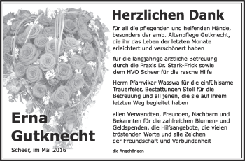 Anzeige von Erna Gutknecht von Schwäbische Zeitung
