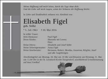 Anzeige von Elisabeth Figel von Schwäbische Zeitung