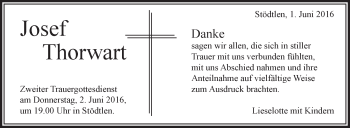 Anzeige von Josef Thorwart von Schwäbische Zeitung