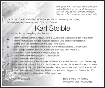 Anzeige von Karl Steible von Schwäbische Zeitung