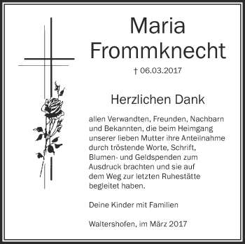Anzeige von Maria Frommknecht von Schwäbische Zeitung