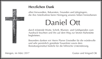 Anzeige von Daniel Ott von Schwäbische Zeitung
