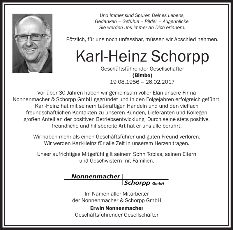  Traueranzeige für Karl-Heinz Schorpp vom 09.03.2017 aus Schwäbische Zeitung