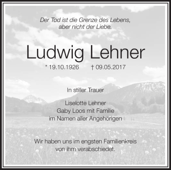 Anzeige von Ludwig Lehner von Schwäbische Zeitung