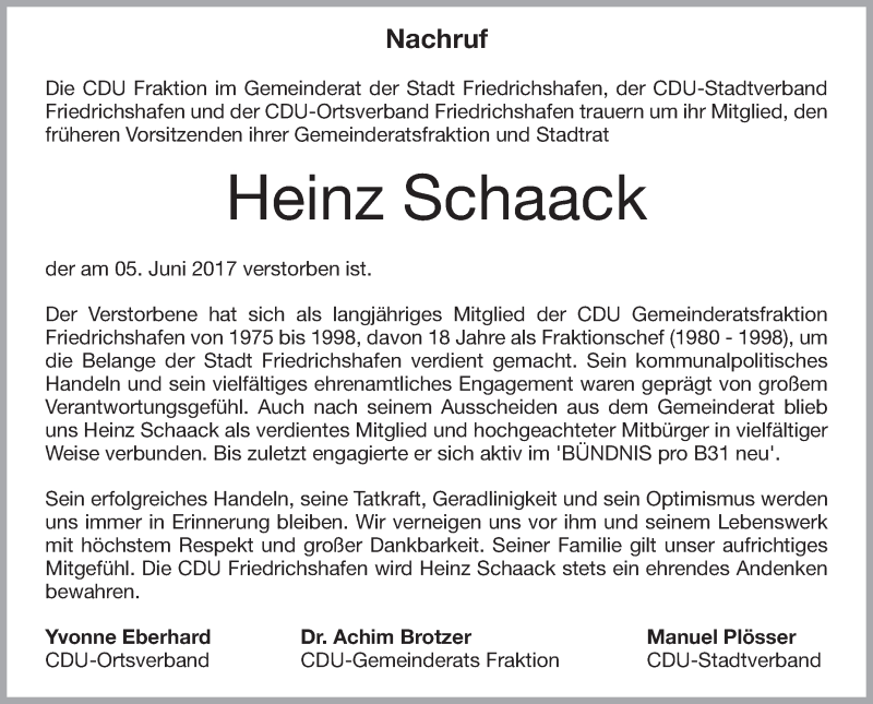 Traueranzeigen Von Heinz Schaack Schwaebische De Trauerportal My Xxx