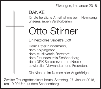 Anzeige von Otto Stirner von Schwäbische Zeitung