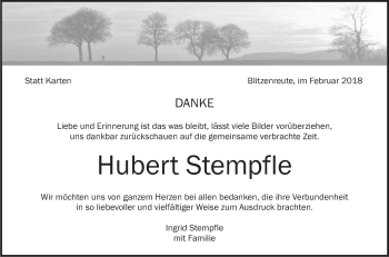Anzeige von Hubert Stempfle von Schwäbische Zeitung
