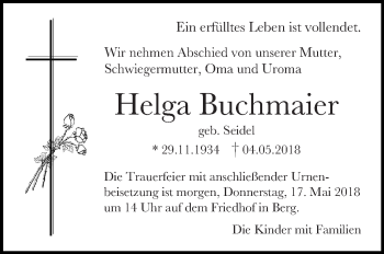 Anzeige von Helga Buschmaier von Schwäbische Zeitung