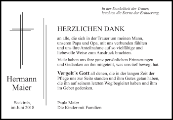 Anzeige von Hermann Maier von Schwäbische Zeitung