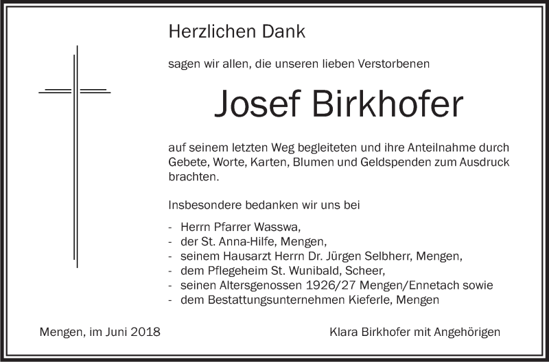 Traueranzeigen Von Josef Birkhofer | Schwaebische.de Trauerportal