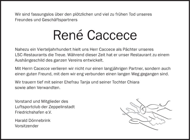  Traueranzeige für René Caccece vom 04.08.2018 aus Schwäbische Zeitung