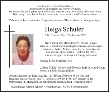 Traueranzeigen von Helga Schuler | schwaebische.de Trauerportal