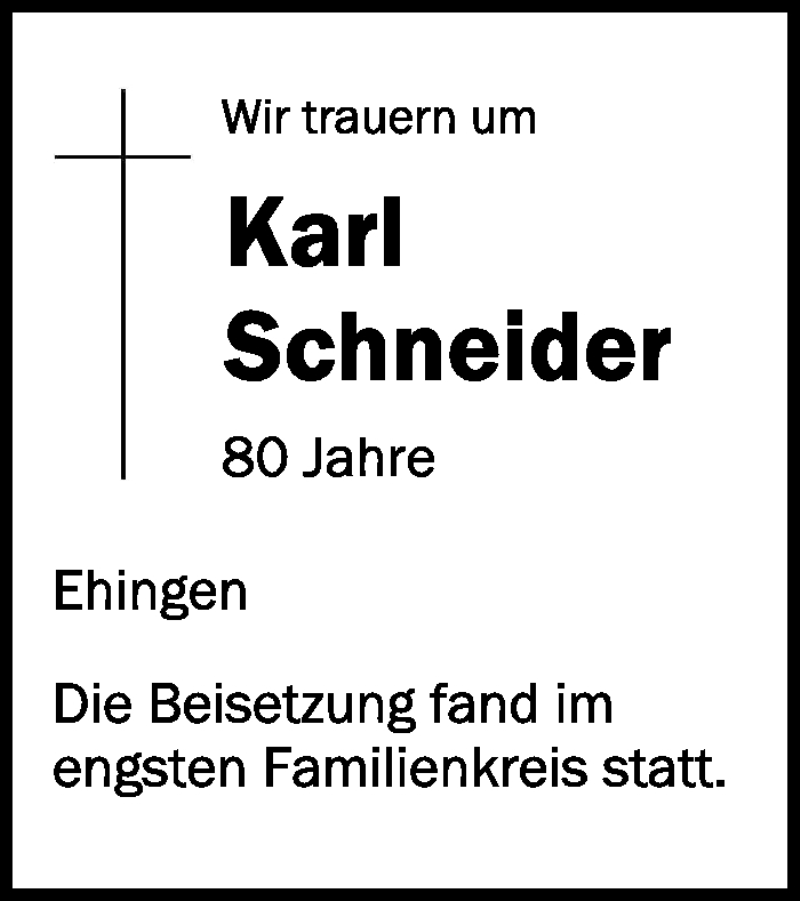 Traueranzeigen Von Karl Schneider | Schwaebische.de Trauerportal