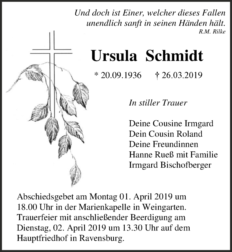 Traueranzeigen Von Ursula Schmidt Schwaebische De Trauerportal My Xxx