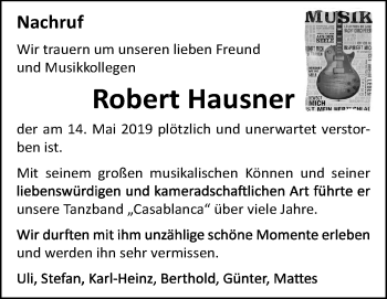 Anzeige von Robert Hausner von Schwäbische Zeitung
