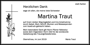 Anzeige von Martina Traut von Schwäbische Zeitung