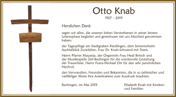 Anzeige von Otto Knab von Schwäbische Zeitung