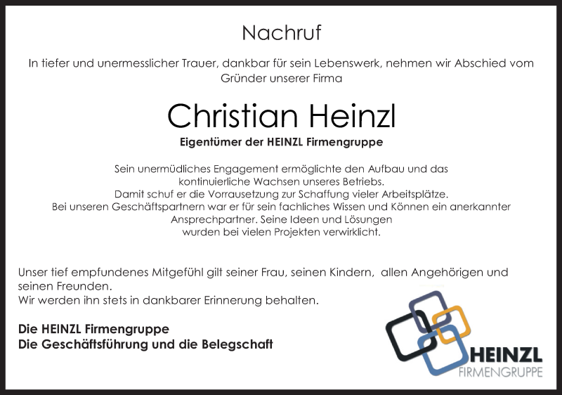  Traueranzeige für Christian Heinzl vom 25.07.2019 aus Schwäbische Zeitung