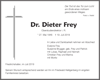 Traueranzeigen Von Dieter Frey Schwaebische De Trauerportal