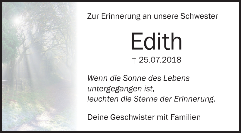  Traueranzeige für Edith Saiger vom 25.07.2019 aus Schwäbische Zeitung