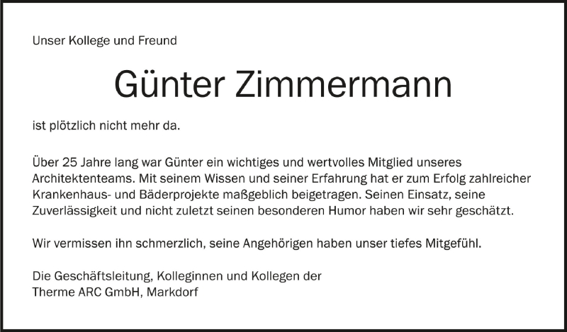  Traueranzeige für Günter Zimmermann vom 19.10.2020 aus Schwäbische Zeitung