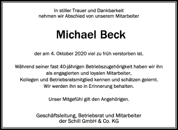 Traueranzeigen Von Michael Beck | Schwaebische.de Trauerportal