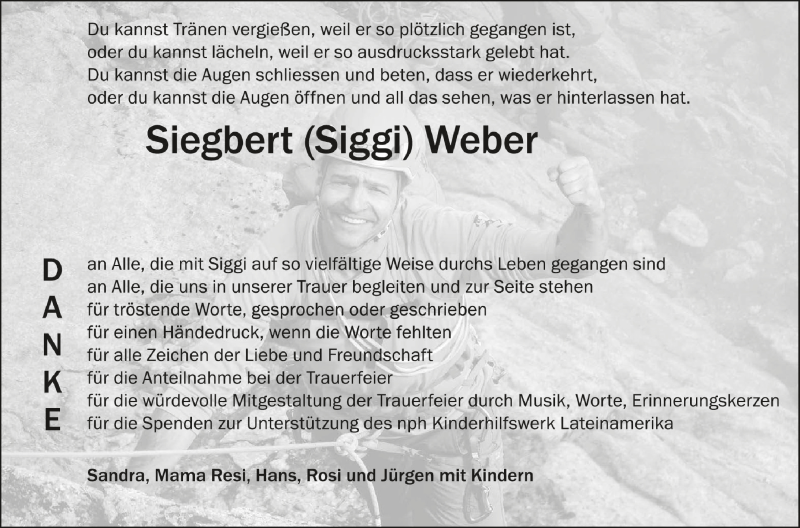  Traueranzeige für Siegbert Weber vom 31.10.2020 aus Schwäbische Zeitung