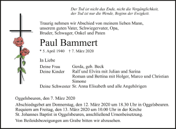Anzeige von Paul Bammert von Schwäbische Zeitung