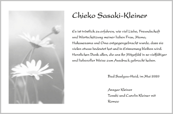 Anzeige von Ckieko Sasaki-Kleiner von Schwäbische Zeitung