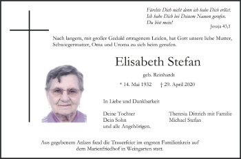 Traueranzeigen von Elisabeth Stefan | schwaebische.de Trauerportal