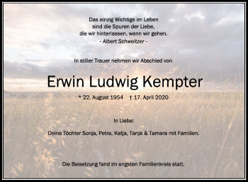 Anzeige von Erwin Ludwig Kempter von Schwäbische Zeitung