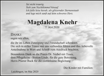 Anzeige von Magdalena Knehr von Schwäbische Zeitung