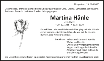 Anzeige von Martina Hänle von Schwäbische Zeitung