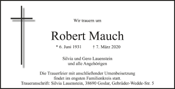 Anzeige von Robert Mauch von Schwäbische Zeitung