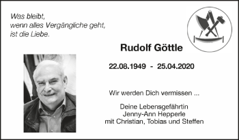 Anzeige von Rudolf Göttle von Schwäbische Zeitung