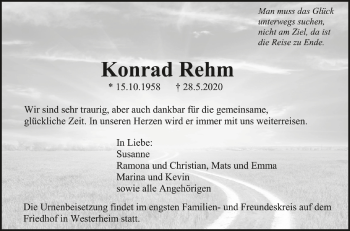 Anzeige von Konrad Rehm von Schwäbische Zeitung