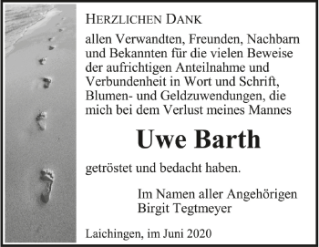 Anzeige von Uwe Barth von Schwäbische Zeitung