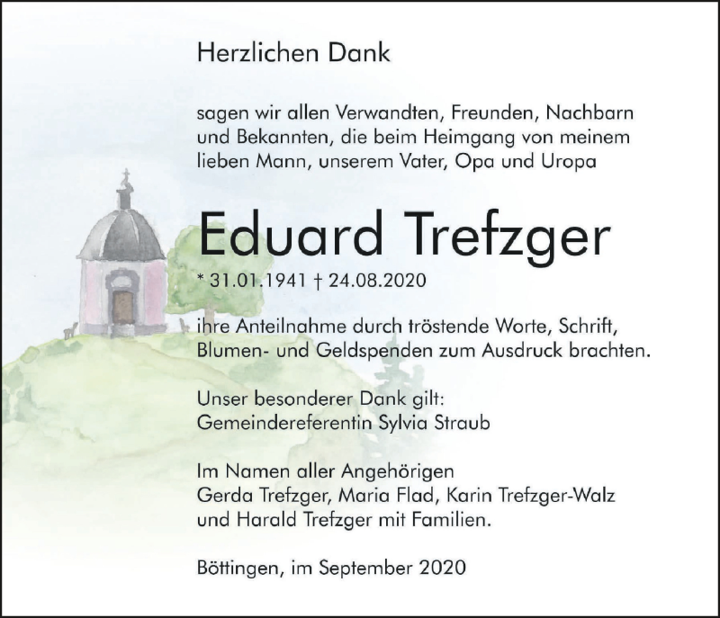 Traueranzeigen Von Eduard Trefzger | Schwaebische.de Trauerportal