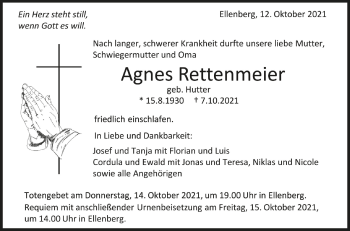 Anzeige von Agnes Rettenmeier von Schwäbische Zeitung