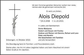 Anzeige von Alois Diepold von Schwäbische Zeitung