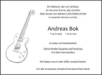 Anzeige von Andreas Bok von Schwäbische Zeitung
