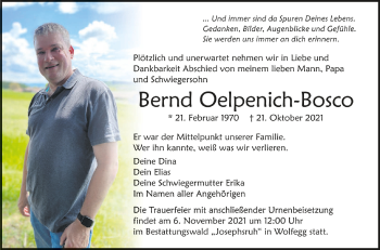 Anzeige von Bernd Oelpenich-Bosco von Schwäbische Zeitung