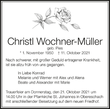 Anzeige von Christl Wochner-Müller von Schwäbische Zeitung