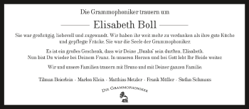 Anzeige von Elisabeth Boll von Schwäbische Zeitung
