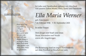 Anzeige von Ella Maria Werner von Schwäbische Zeitung