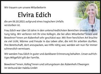 Anzeige von Elvira Edich von Schwäbische Zeitung