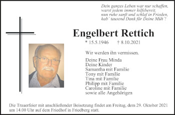 Anzeige von Engelbert Rettich von Schwäbische Zeitung